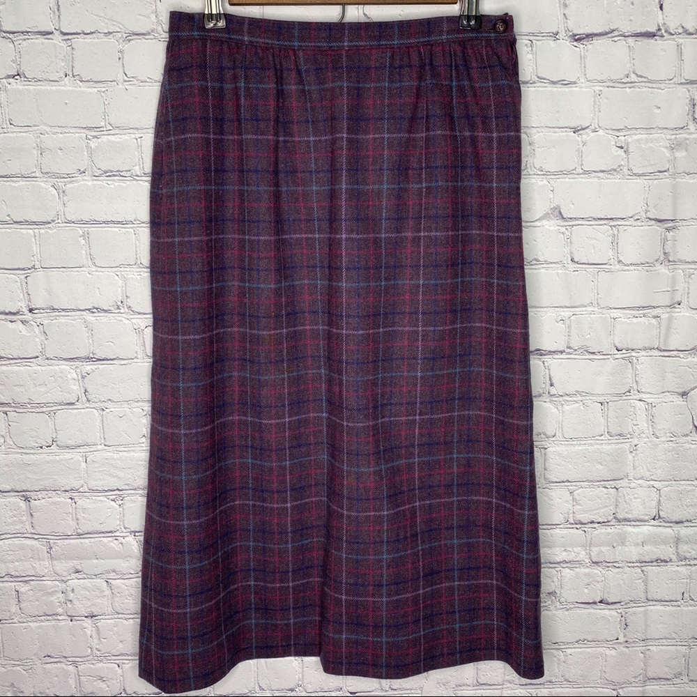 Vintage Pendleton 100% wool purple plaid skirt